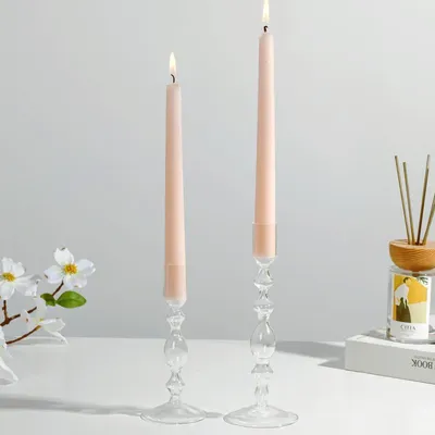 Image de Omgoods - Ensemble de 2 bougeoirs en verre pour une décoration moderne