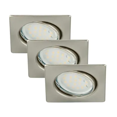 Produktbild von Briloner ATTACH LED Einbauleuchten 3er Set Eckig Nickelmatt GU10 4W 330lm 3000K