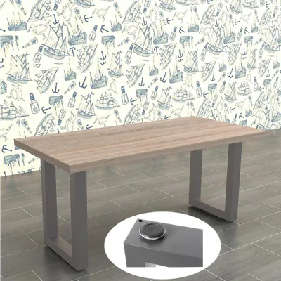 Produktbild von Mucola Tischgestell 2er Set Tischkufen Stahl Tischuntergestell Tischbeine Kufengestell Industrie Design - Grau 60x72 cm