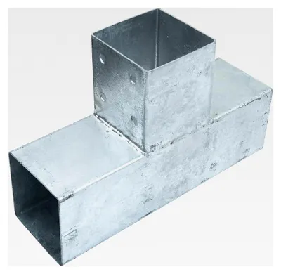 Produktbild von Pfostenverbinder 305 x 200 mm 90° - chromfarbig - feuerverzinkt - 3 Hülsen - 1 Stück