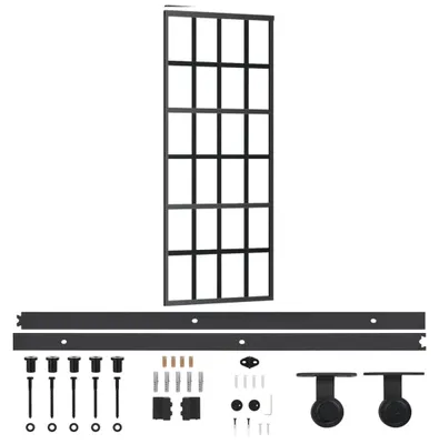Zdjęcie produktu dla vidaXL Drzwi przesuwne z okuciem ESG szkło i aluminium 76x205 cm