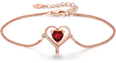 Productafbeelding van Herz armband voor dames, sterling zilver 925, rosékleur, verstelbaar, cadeau