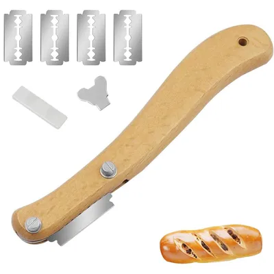 Produktbild von Brot Lahm Bäckermesser mit 5 Rasierklingen Teigmesser für Brot und Baguette Backen in der Küche