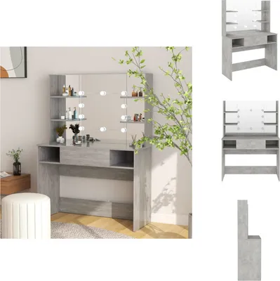 Immagine prodotto di vidaXL Tavolino da toilette con illuminazione a LED 100x40x135 cm MDF grigio cemento - Tavolini da toilette