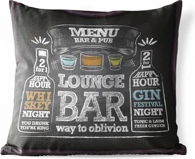 Produktbild von MuchoWow® Outdoor Kissen - Illustration einer Kreidetafel in der Bar - 60x60 cm - Wetterfest - Lounge Kissen - Dekoration - Schlaf Kissen