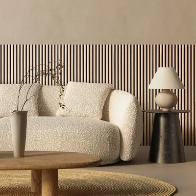 Imagen del producto de Paneles acústicos de pared con molduras semicirculares – roble claro – 6 unidades