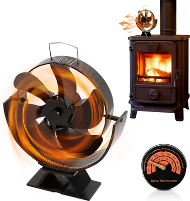 Obrázok produktu pre TolleTour krbový ventilátor so 6 lopatkami, elektrický ventilátor pre krbové kachle, tichá prevádzka, krbový ventilátor