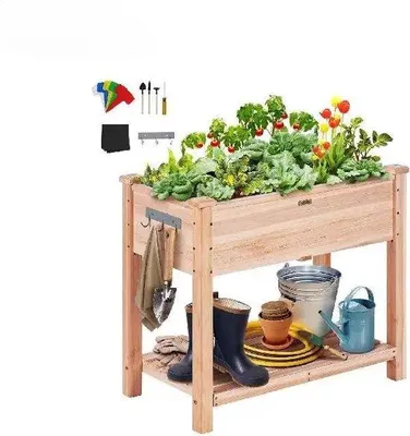Image de Table d'appoint en bois avec tablette, 86 x 46 x 76 cm, sur pieds