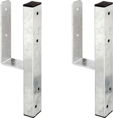 Obrázek produktu pro Alberts 2 x U-Pfostenträger für L- Randsteine, 91x230 mm, Höhe 200 mm, feuerverzinkt, zum Anschrauben