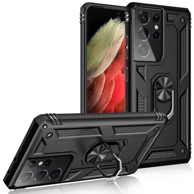 Image de NALIA Ring Housse de portable pour Samsung Galaxy S21 Ultra, étui de protection Cover Case Noir