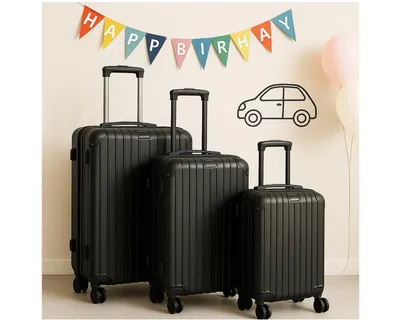 Produktbild von Koffer Kofferset Reisekoffer Hartschalen Trolley Handgepäck M-L-XL, A973, schwarz