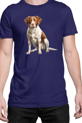 Immagine prodotto di Maglietta da uomo Dogs Breeds Brittany Dog Breed 006, Man L , Bleu foncé