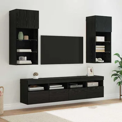 Produktbild von Maison Exclusive - TV Wand Einheiten mit LED 5 pcs Schwarz Eichen-Optik