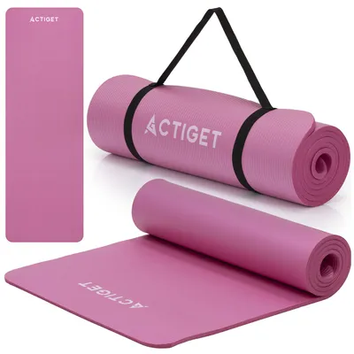 Obrázok produktu pre ACTIGET Protisklzová cvičebná podložka z NBR na jógu, fitness podložka s popruhom na prenášanie 61 x 183 – ružová