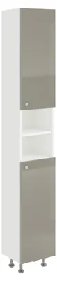 Obrázek produktu pro Skříňka haaus Zaria, vysoká, 2 dveře, MDF, šedá vysoký lesk/bílá, rozměry 30 x 27 x 190 cm