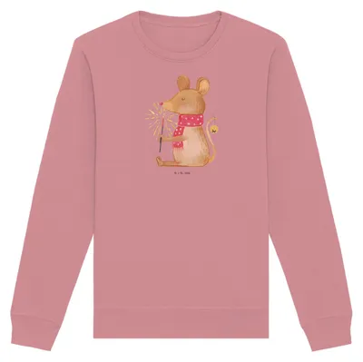 Produktbild von Mr. & Mrs. Panda Baumwoll Pullover Maus Weihnachten Größe M - Canyon Pink - Geschenk, Nachhaltiger, Sweatshirt, Weihnachtsgruß, Weihnachtsmotiv, Mäuschen, Pulli, Frohe