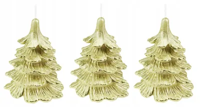 Image de Drobo Lot de 3 Bougies décoratives Sapin Dorées 10 cm