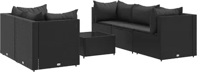 Produktbild von vidaXL 6-tlg. Garten-Lounge-Set mit Kissen Schwarz Poly Rattan