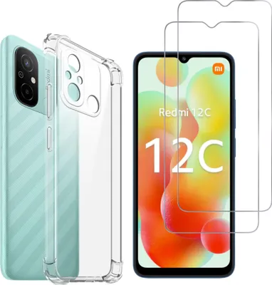 Obrázok produktu pre Nárazuvzdorné puzdro pre Xiaomi Redmi 12C s 2 ochrannými krytmi obrazovky z tvrdeného skla Phonillico®