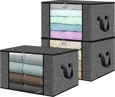 Imagen del producto de Bolsas de almacenamiento Unyqoos® (juego de 3) para ropa, organizadores de mantas y bolsas para mudanzas, resistentes a la humedad, 50 x 40 x 25 cm, 50 litros, color