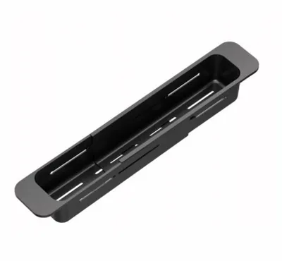 Image de VBChome Organisateur de lavabo réglable, noir, 40-55 x 8 cm, rangement pour éponges et accessoires de cuisine, panier coulissant pour le lavage et l'égouttage