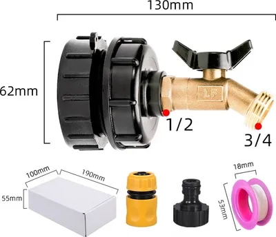Produktbild von INF Messing-Wasserhahn-Adapter-Set für IBC-Transporttanks
