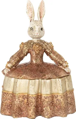 Produktbild von Clayre & Eef Schmuckkästchen Kaninchen 18x12x25 cm Beige Goldfarbig Kunststoff