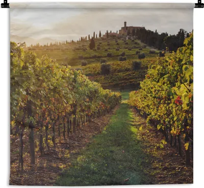 Produktbild von MuchoWow® Wandteppich Wandbehang Toskana - Landschaft - Weinberge 90x90 cm Tapisserie Dekoration Wandtuch - Wandaufhänger