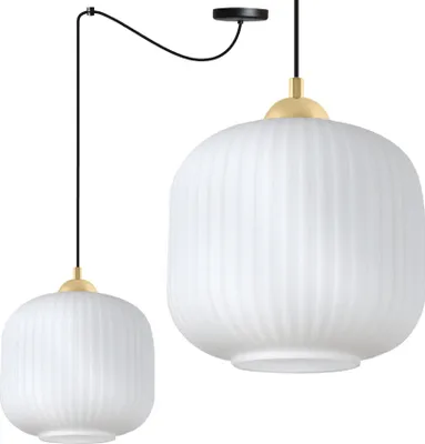 Image de Suspension Riffle araignée noir et or 1 flamme avec abat-jour cylindrique blanc 20 cm E27 - lampe élégante pour un éclairage intérieur moderne