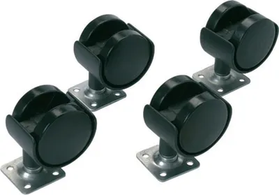 Produktbild von Lenkrollen Satz 40mm Doppel Rollen schwarz 4er-Set Werkzeug Transportrollen ToolTech 60004