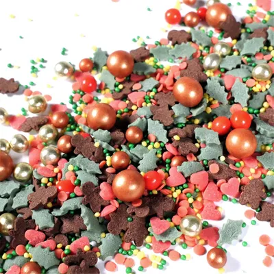 Produktbild von Streuselheld Weihnachtsmix 40g Streusel zum Dekorieren und Verzieren von Gebäck aller Art wie Torten Kuchen Keksen Zuckerstreusel