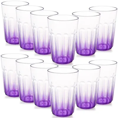 Productafbeelding van Drinkwaterglazen Onbreekbaar - Plastic Bekers Herbruikbaar - Set van 12 - Stapelbaar - 350ml - Perfect voor Picknick/Camping