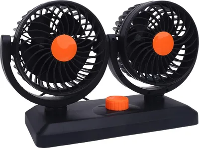 Image de Ventilateur de voiture à double tête, 2 vitesses, rotation à 360°, refroidissement alimenté par l'allume-cigare pour SUV, camping-car, camion, DC24 V, 0,4 A