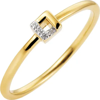 Produktbild von Gr. 56 Damen Ring schmal 585 Gold Gelbgold bicolor 4 Diamanten Brillanten Goldring