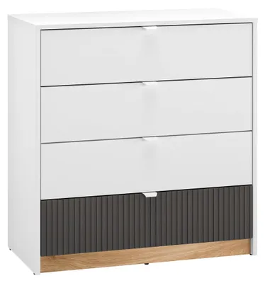 Productafbeelding van Kommode Torino, ladekast, 82x40x86 cm, wit, eikenhout Castello, grafiet