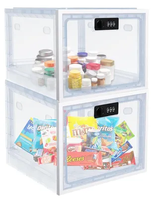 Obrázek produktu pro Omgoods - Velké průhledné úložné boxy s kombinovaným zámkem - 2 kusy