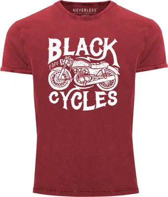 Produktbild von Herren T-Shirt Vintage Washed Motorrad Biker Retro Slim Fit Neverless® rot L