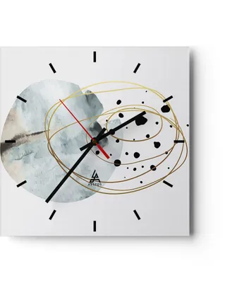 Produktbild von Wanduhr - Quadrat - Glasuhr - Modern Abstraktion Flecken - 40x40cm - Schleichendes Uhrwerk - Lautlos - zum Aufhängen bereit - Dekoration Modern - Wanddekoration aus Glas - C3AC40x40-4782