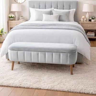 Obrázok produktu pre Hanah Home, kvalitný taburet (100% melamín) v sivej farbe, 90 cm | 100% Babyface