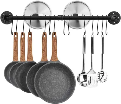 Produktbild von Hakenleiste 80 cm, 14 Haken, schwarz, Stahl, für Küche