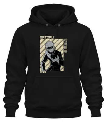 Obrázok produktu pre Satoru Gojo Jujutsu Kaisen Anime Aesthetics Fan Gift Manga Uni mikina s kapucňou, čierna, M