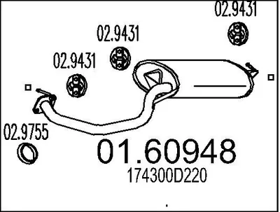 Produktbild von MTS 01.60948 Endschalldämpfer für TOYOTA AVENSIS Kombi (T25) Auspuff