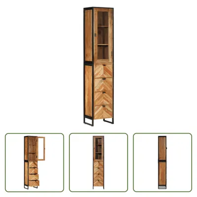 Immagine prodotto di The Living Store Mobile da bagno 40x27x190 cm in ferro e legno massiccio di acacia