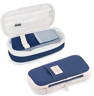 Image de xiaoxiaozhijia Grande trousse, Grande trousse, Trousse élégante, Trousse pour adolescents, Trousse pour garçons et filles (Bleu marine)