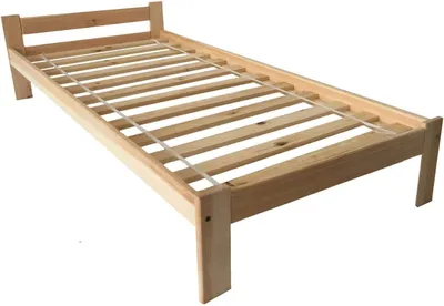 Produktbild von Einzelbett Holzbett 90x200 cm Bett mit Kopfteil Natur Massive Füße Einzelbett Bettgestell mit Lattenrost Rollrost