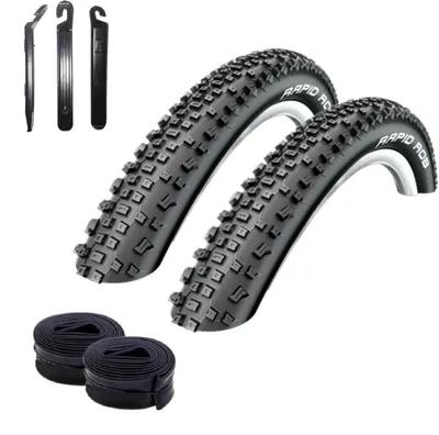 Obrázek produktu pro 2x pláště Schwalbe Rapid Rob 29 x 2,25 (57-622), černá barva + 2x duše SV19 včetně páčidel na pláště