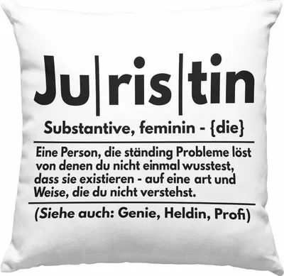 Produktbild von Trendation - Juristin Deko-Kissen mit Füllung 40x40 Geschenk Anwalt Jura Studentin Examen Geschenkidee Frauen (Grau)