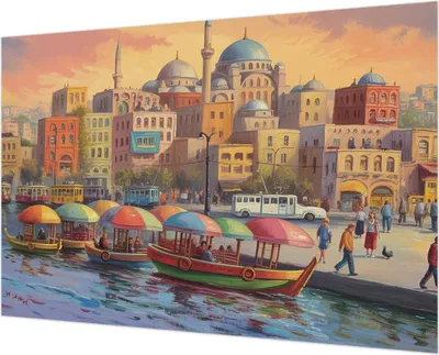 Produktbild von Wandtapete - Dekorative Tapete für Wohnzimmer - Tapetenfolie für Wanddekoration - 152x104 cm - Stadtküste
