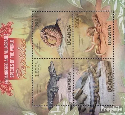 Produktbild von Briefmarken Uganda 2013 Mi 3025-3028 Kleinbogen (kompl.Ausg.) postfrisch Echsen