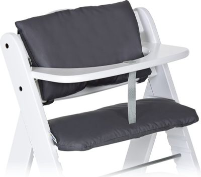 hauck 2-tlg. Deluxe Sitzkissen für Alpha Hochstuhl - Sitzpolster/Sitzauflage/Sitzverkleinerer/Hochstuhlauflage (Grau)